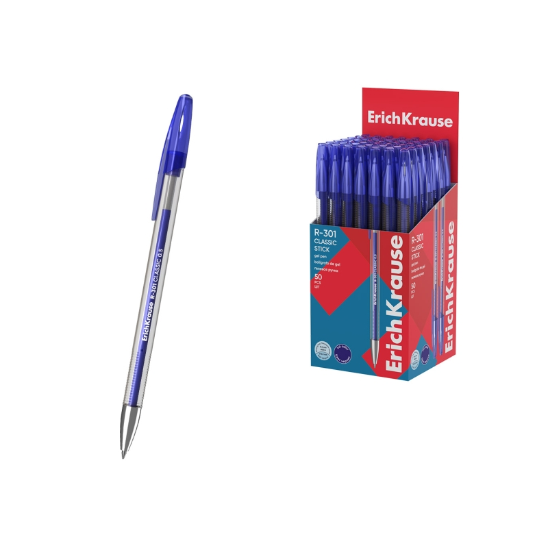 Stylo gel ErichKrause R-301 bleu 0,5 mm avec capuchon