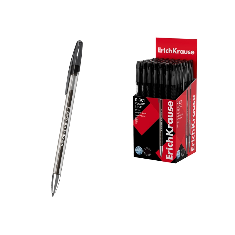 Stylo gel noir ErichKrause R-301 0,5mm résistant à l’eau Stylo gel noir ErichKrause R-301 0,5mm résistant à l’eau