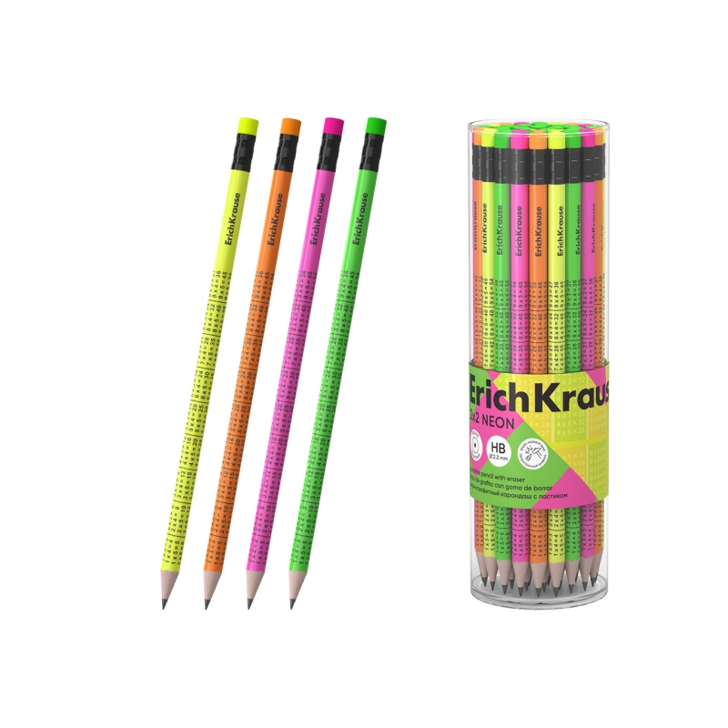 Crayon graphite ErichKrause HB avec gomme, assortis Crayon graphite ErichKrause HB avec gomme, assortis