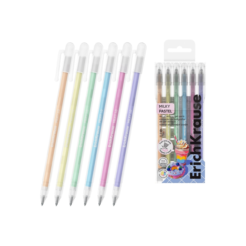 ErichKrause Milky Pack 6 stylos gel assortis 1 mm