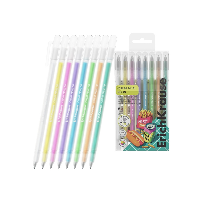 ErichKrause Pack 8 stylos gel assortis pointe 1 mm