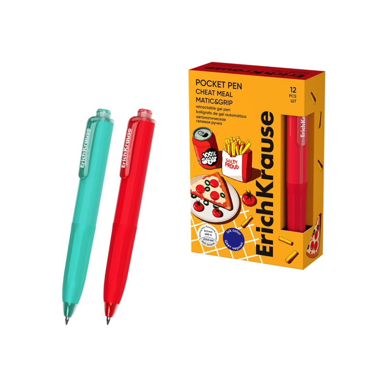 Stylo bille ErichKrause Pocket Pen Matic Grip bleu 0,3 mm