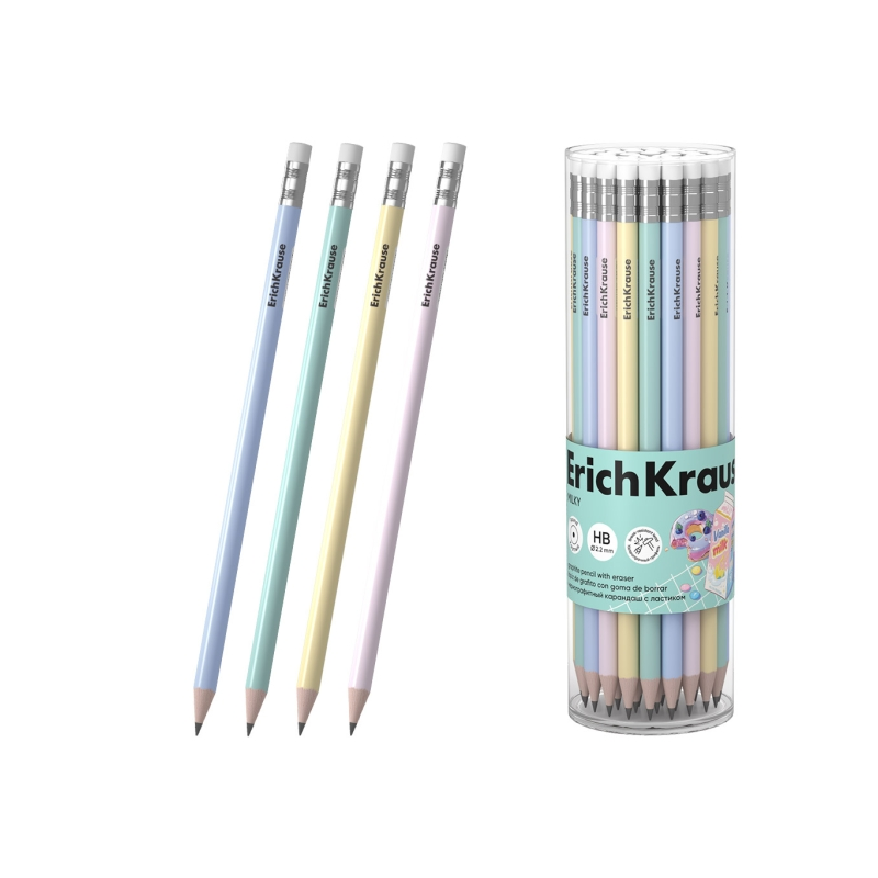 Crayon graphite HB ErichKrause avec gomme, assorti