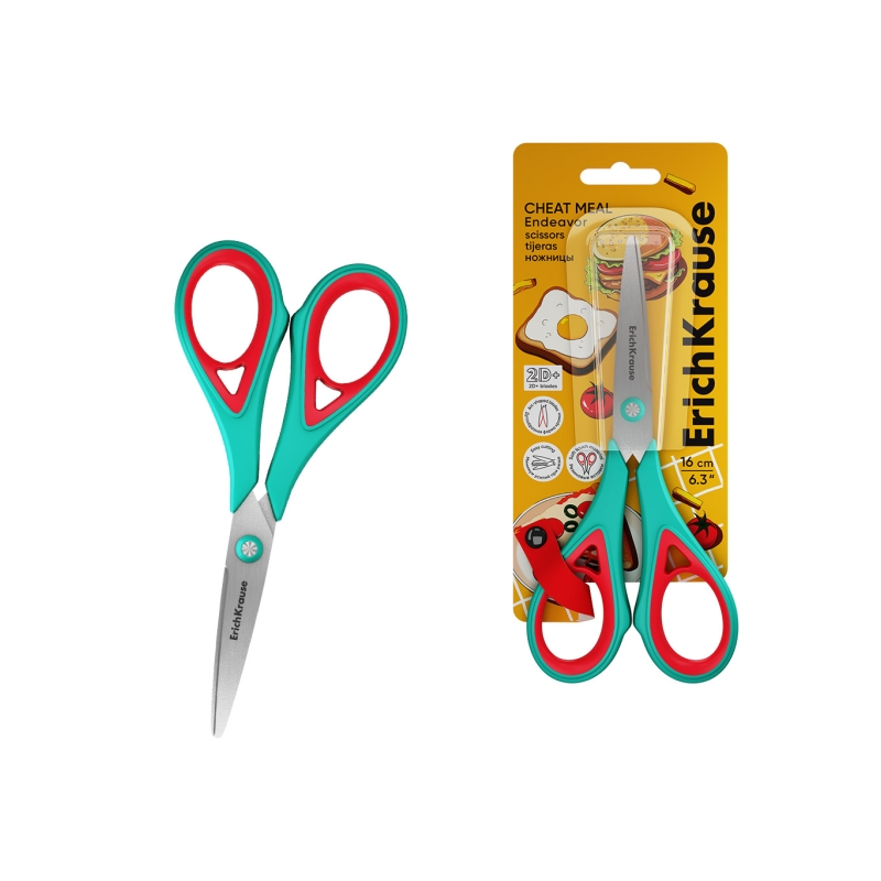 Ciseaux ErichKrause Endeavor 16 cm turquoise poignées antidérapantes