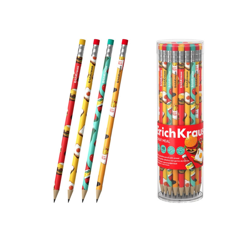 Crayon graphite HB avec gomme ErichKrause, assorti Crayon graphite HB avec gomme ErichKrause, assorti