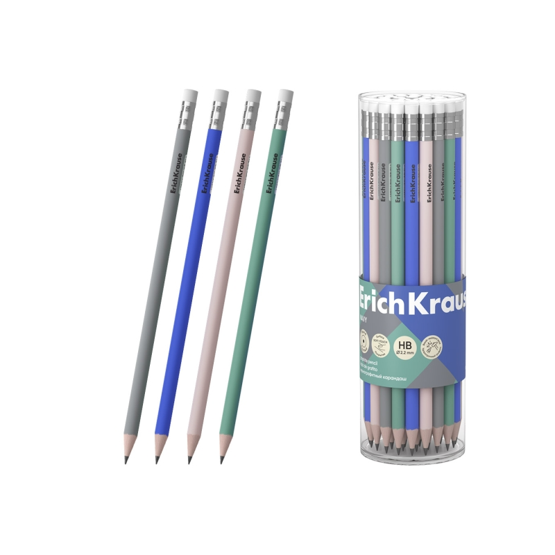 Crayon graphite ErichKrause HB avec gomme, assorti Crayon graphite ErichKrause HB avec gomme, assorti
