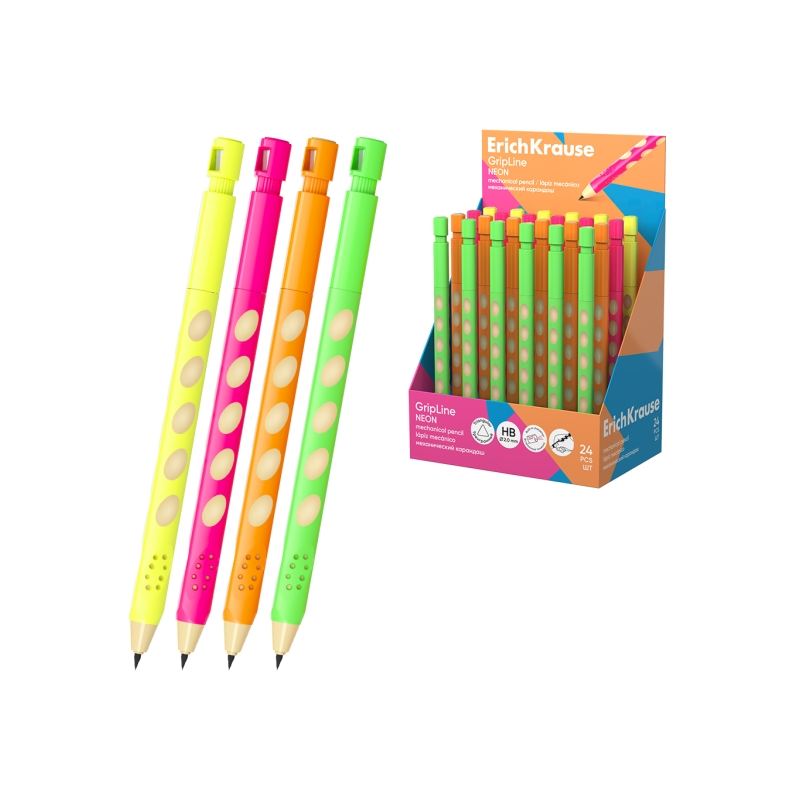 ErichKrause GripLine Neon portemines HB 2,0 mm assortis x24
