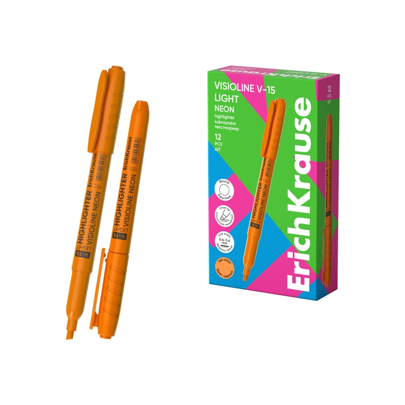 Surligneur ErichKrause Visioline V-15 orange pointe biseautée