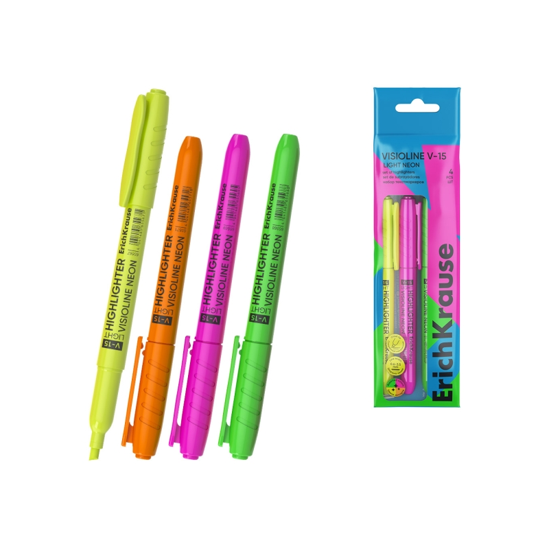 ErichKrause Visioline V-15 surligneurs fluo assortis x4