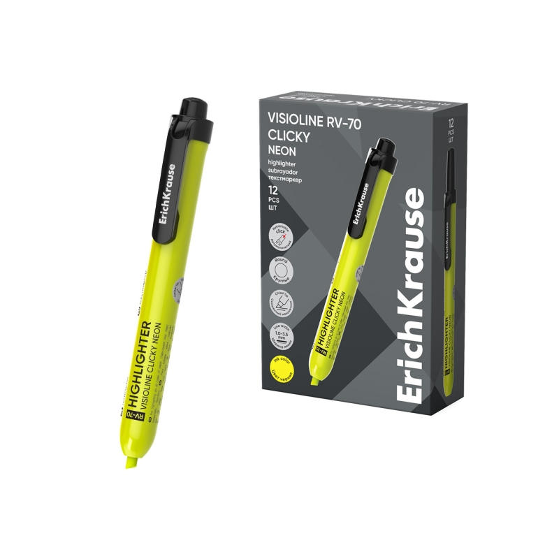 Surligneur rétractable ErichKrause Visioline jaune 1-3,5mm