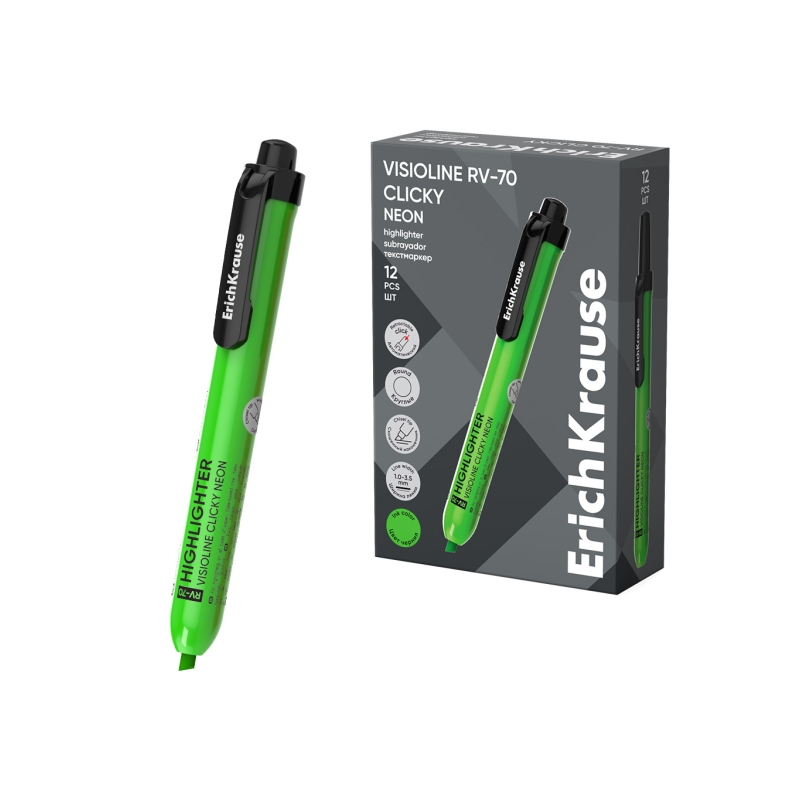 Surligneur rétractable ErichKrause Visioline vert 1-3,5mm
