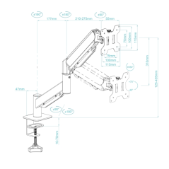 support moniteur aluminium Tooq bureau