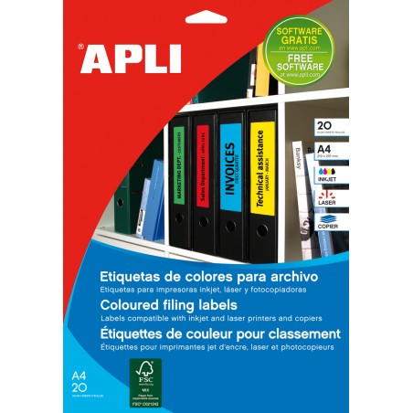 Apli Green Étiquettes pour Classeur 190.0 x 61.0mm 20 Feuilles