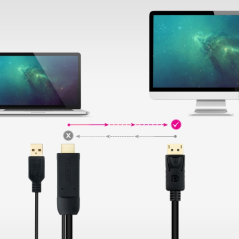 câble HDMI DisplayPort noir 1m8