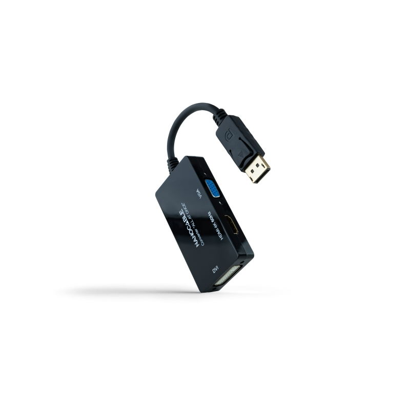 Nanocable Convertisseur DisplayPort vers HDMI DVI VGA Noir