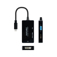 Convertisseur Nanocable USB-C vers HDMI DVI VGA 4K Noir