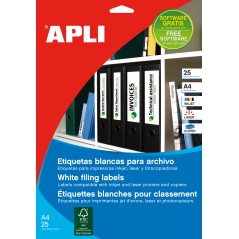 Apli Étiquettes Blanches pour Classeur 190.0 x 38.0mm 25 Feuilles