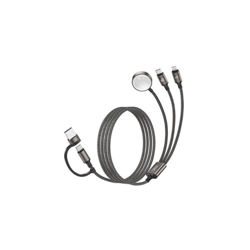 XO CX040 Câble 3 en 1 USB-A USB-C Lightning Gris XO CX040 Câble 3 en 1 USB-A USB-C Lightning Gris