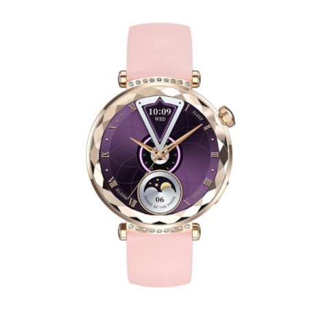 montre connectée rose écran rond