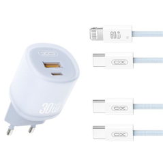 Chargeur mural XO L151 30W GaN USB-A USB-C double port bleu