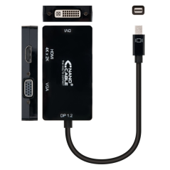 Nanocable Convertisseur 3 en 1 Mini DisplayPort vers VGA DVI HDMI Noir