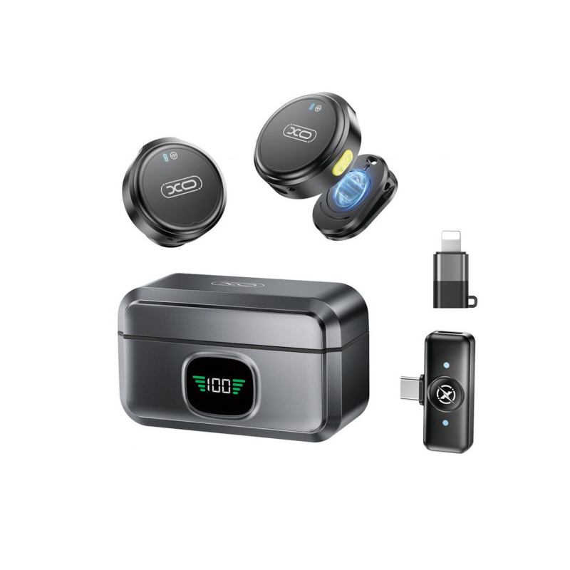 Microphone cravate sans fil XO MC12 USB-C gris 8h autonomie Microphone cravate sans fil XO MC12 USB-C gris 8h autonomie