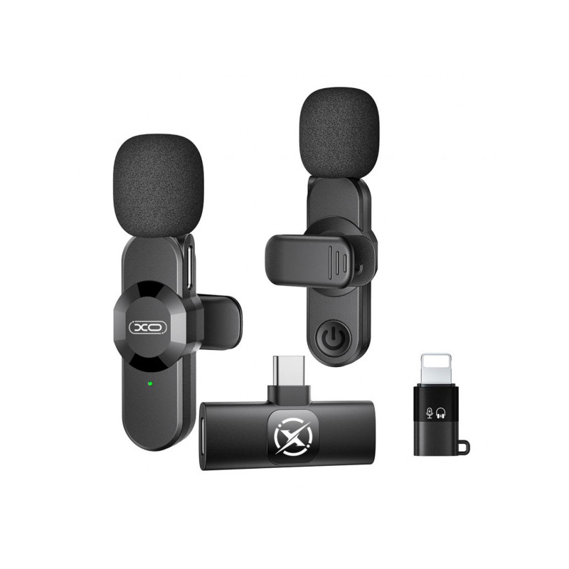 Microphone cravate sans fil XO MC14 USB-C noir 15m 7g