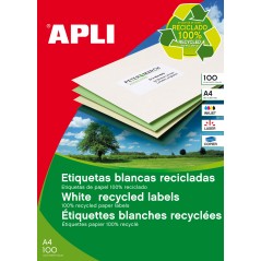 Apli étiquettes blanches permanentes recyclées 70,0 x 25,4 mm 100 feuilles
