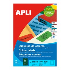 Apli Étiquettes permanentes bleues 210,0 x 297,0 mm 100 feuilles