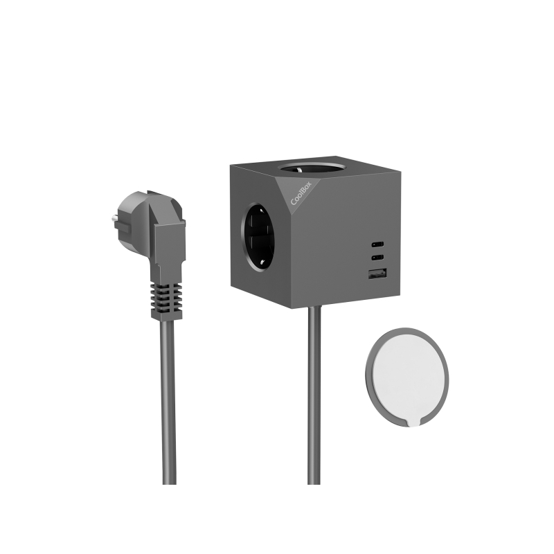 Coolbox Cubik Magnet Cube multiprise de bureau grise Coolbox Cubik Magnet Cube multiprise de bureau grise