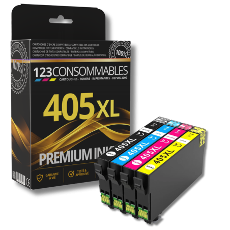 Pack 123CONSOMMABLES compatible EPSON 405 XL, 4 cartouches XL