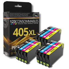 Pack 123CONSOMMABLES compatible EPSON 405 XL, 12 cartouches XL couleur