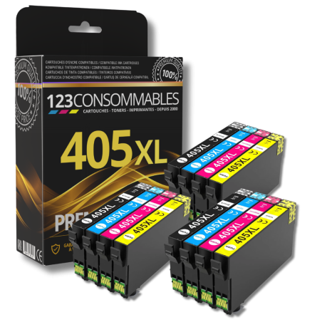 Pack 123CONSOMMABLES compatible EPSON 405 XL, 12 cartouches XL couleur