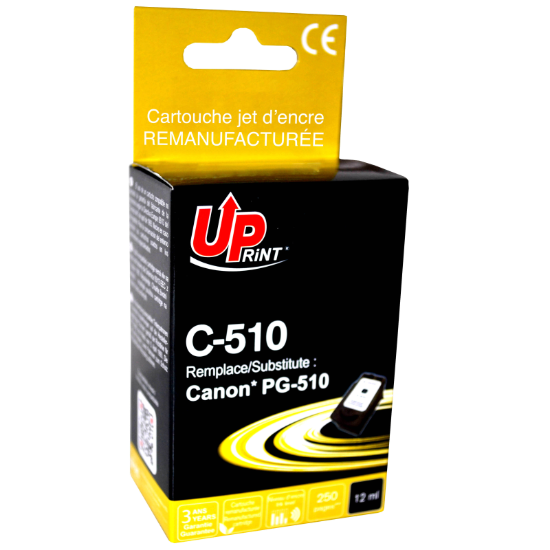 Cartouche compatible Canon PG510 noire Uprint 250 pages Cartouche compatible Canon PG510 noire Uprint 250 pages