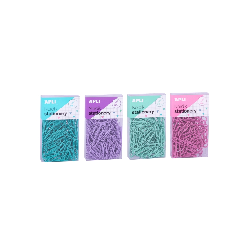 Apli Nordik Pastel Clips 28 mm assortis, 8 boîtes