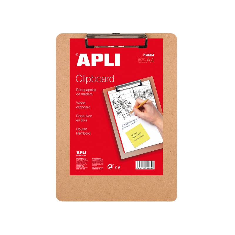 Apli Porte-documents A4 à pince, base bois brun