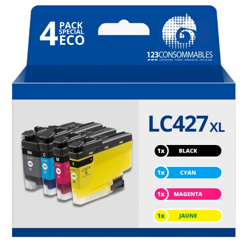 Pack compatible BROTHER LC427 XL, 4 cartouches