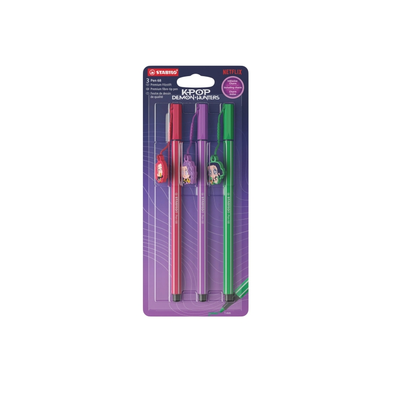 Stabilo Pen 68, pack de 3 feutres fibre assortis Stabilo Pen 68, pack de 3 feutres fibre assortis