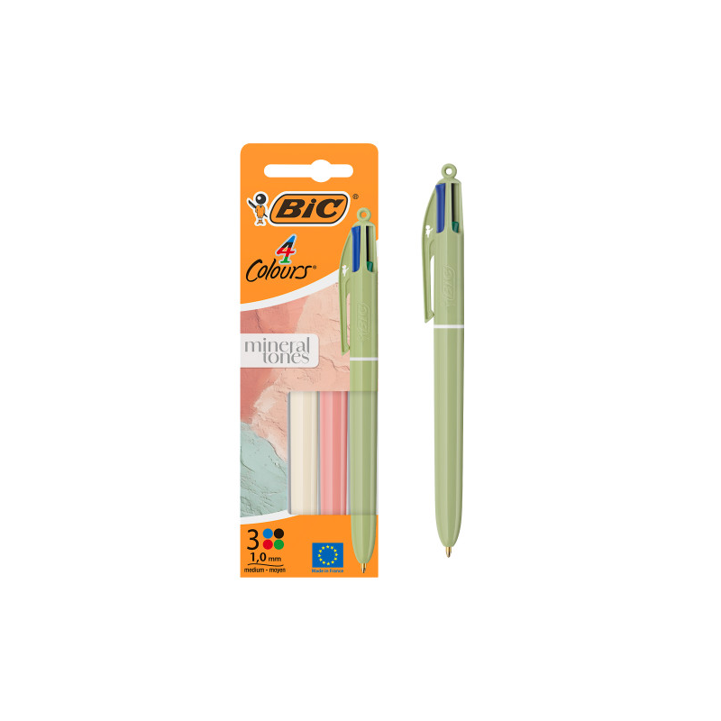Bic 4 Couleurs Mineral Tones, lot de 3 stylos rétractables Bic 4 Couleurs Mineral Tones, lot de 3 stylos rétractables