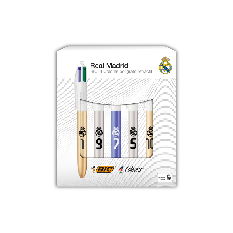 Bic 4 Couleurs Real Madrid CF, lot de 5 stylos rétractables Bic 4 Couleurs Real Madrid CF, lot de 5 stylos rétractables