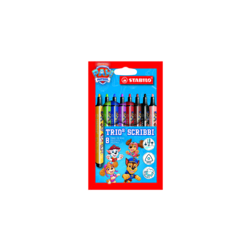 Stabilo Trio Scribbi Pat' Patrouille, 8 feutres assortis Stabilo Trio Scribbi Pat' Patrouille, 8 feutres assortis