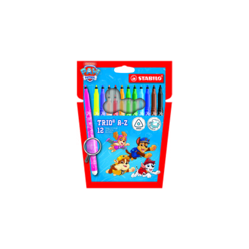Stabilo Trio A-Z Pat Patrouille, 12 feutres assortis