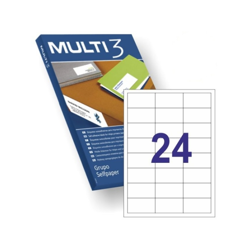 Multi3 Étiquettes rectangulaires 64,6 x 33,8 mm blanches Multi3 Étiquettes rectangulaires 64,6 x 33,8 mm blanches