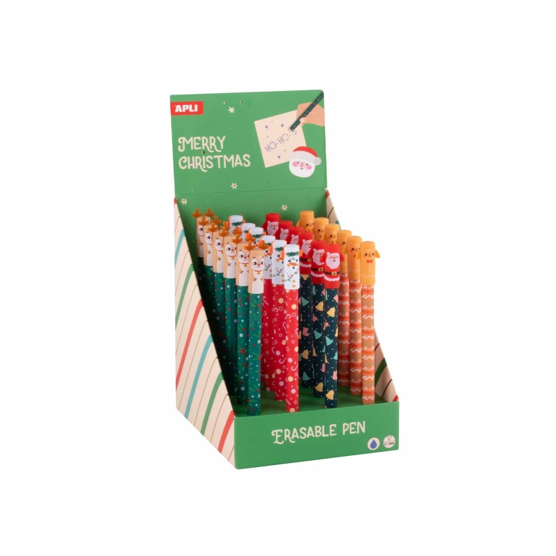Apli 24 stylos gel effaçables Noël, assortiment de couleurs