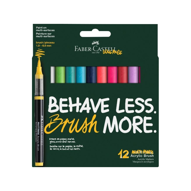 Faber-Castell Multimark feutres acryliques pinceau x12 assortis Faber-Castell Multimark feutres acryliques pinceau x12 assortis