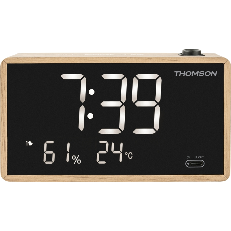 Thomson Radio réveil projecteur bois