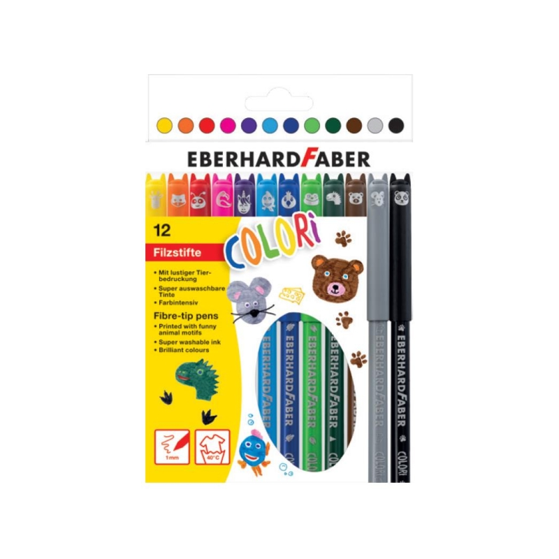 Eberhard Faber 12 feutres animaux assortis, 1 mm Eberhard Faber 12 feutres animaux assortis, 1 mm