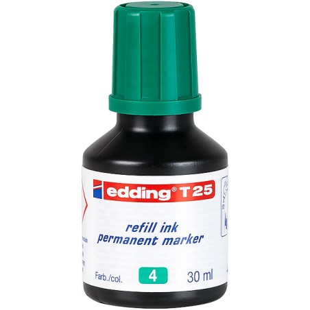 ✅ Edding T25 Flacon Recharge pour Marqueur Permanent - Capacité 30 ml - Couleur Verte couleur vert en stock