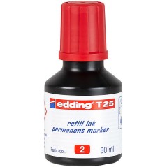✅ Edding T25 Flacon Recharge pour Marqueur Permanent - Capacité 30 ml - Couleur Rouge couleur rouge en stock