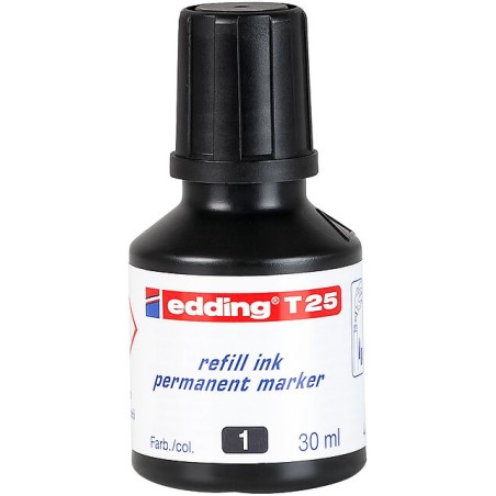 ✅ Edding T25 Flacon Recharge pour Marqueur Permanent - Capacité 30 ml - Couleur Noir couleur Noir en stock